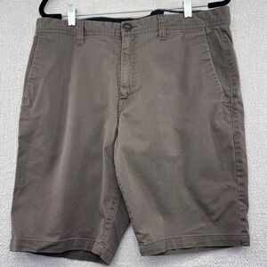 Volcom Mens Shorts Size 34‎ Brown Casual Chino Walk Flat Front